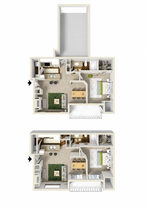 Floor plan for 1 bed, 1 bath, 785 sqft